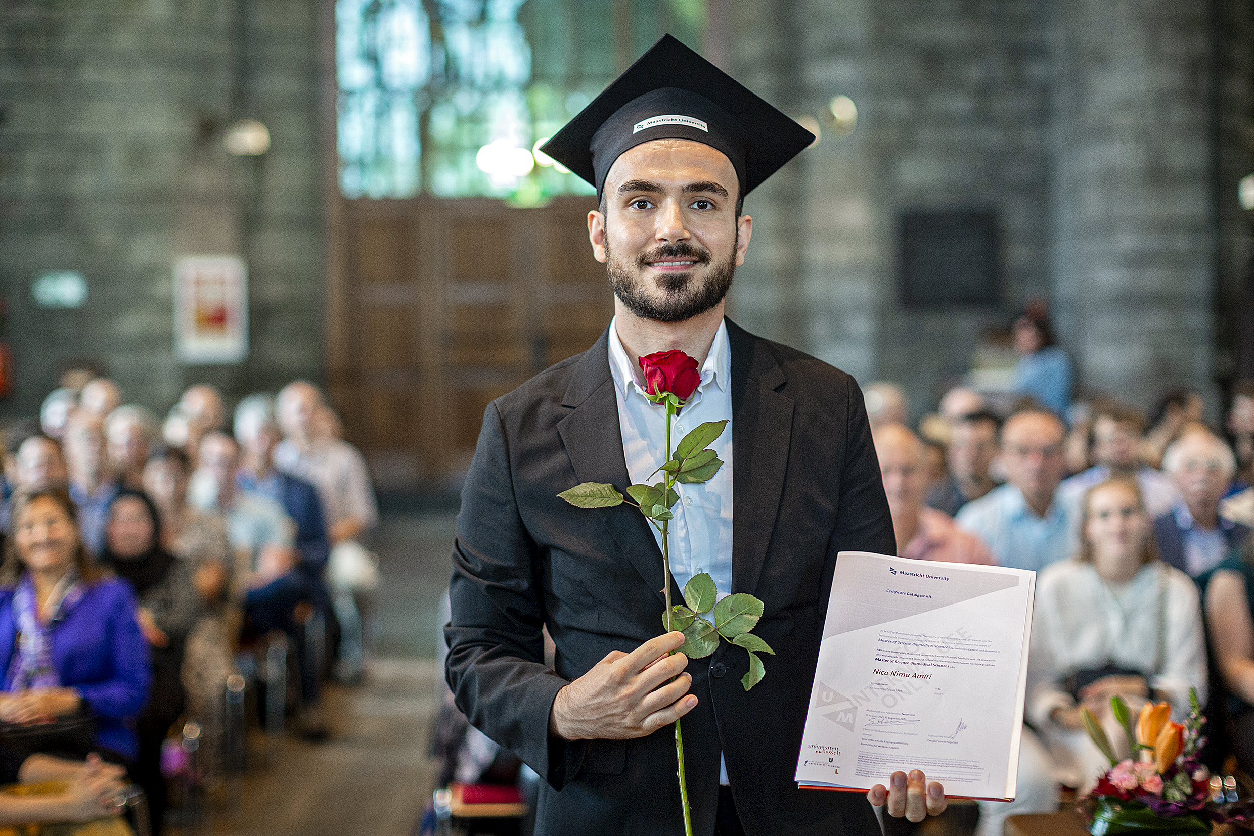 Foto: Nico Amiri bei der Masterabschluss-Feier